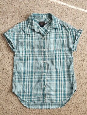 Pendleton Teal Plaid Short-Sleeve Button-Up Shirt